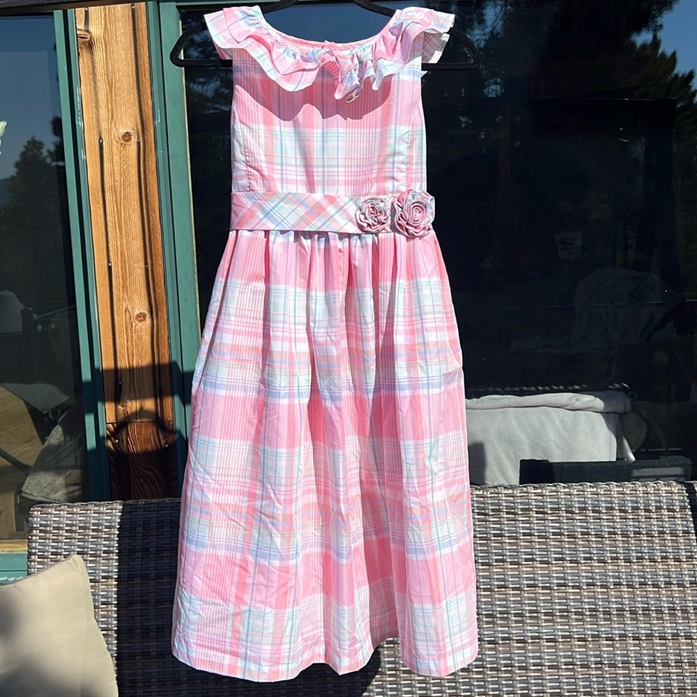 Girls summer plaid dress, size 14